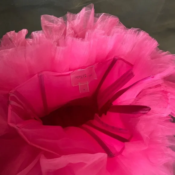 Chic Pink Tulle Strapless Dress - Picture 4 of 9